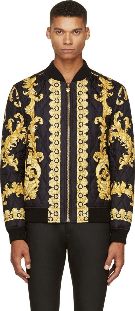 versace collection bomber jacket black|versace trench jacket men.